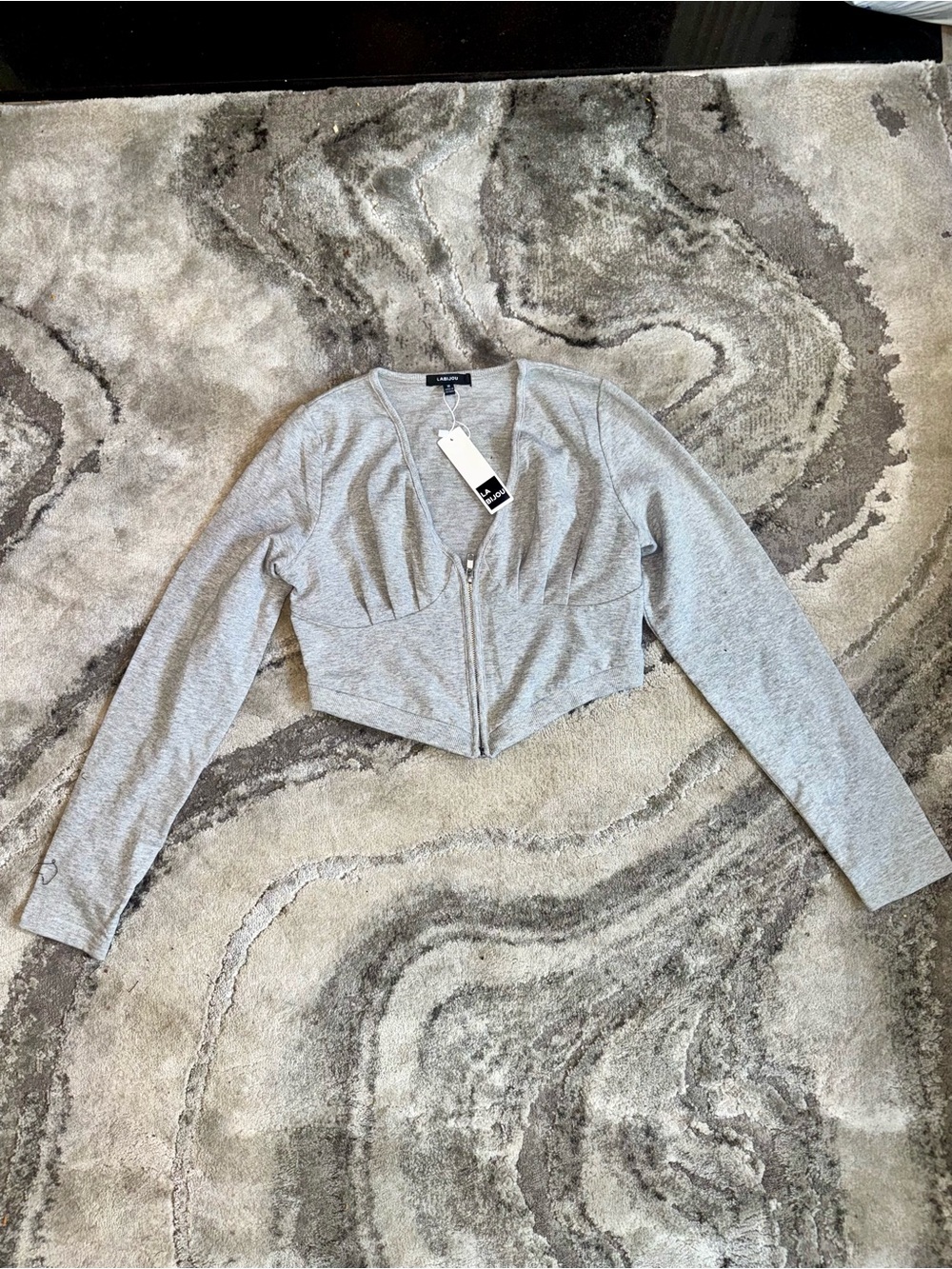 Women's Light Gray Cropped Zip-Front Hoodie by Zara